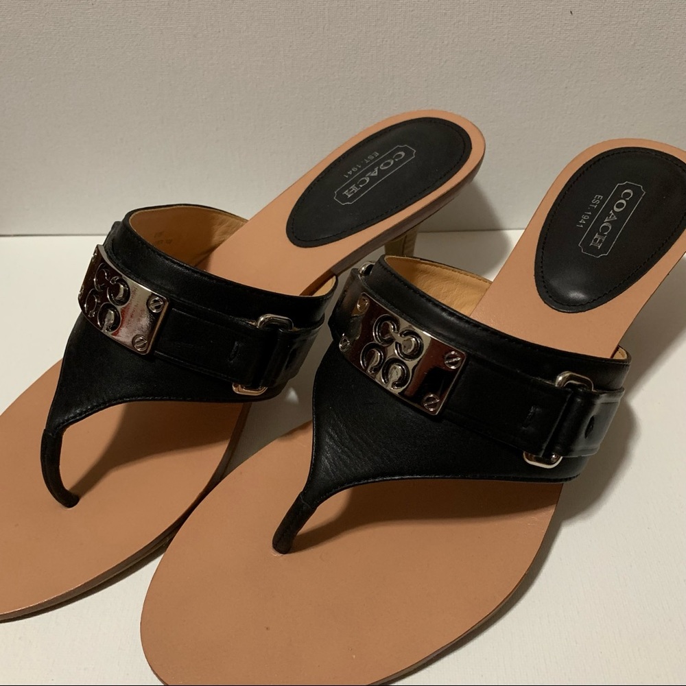 Authentic Coach Alberta black leather sandals, size 10